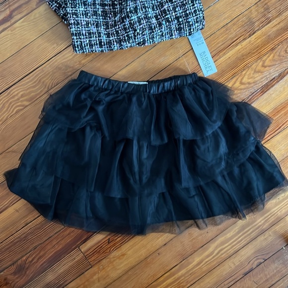 Girl's Badgley Mishka Chic Black Tweed 2-Piece Set with Tulle Skirt & Handbag 6X - Picture 4 of 9